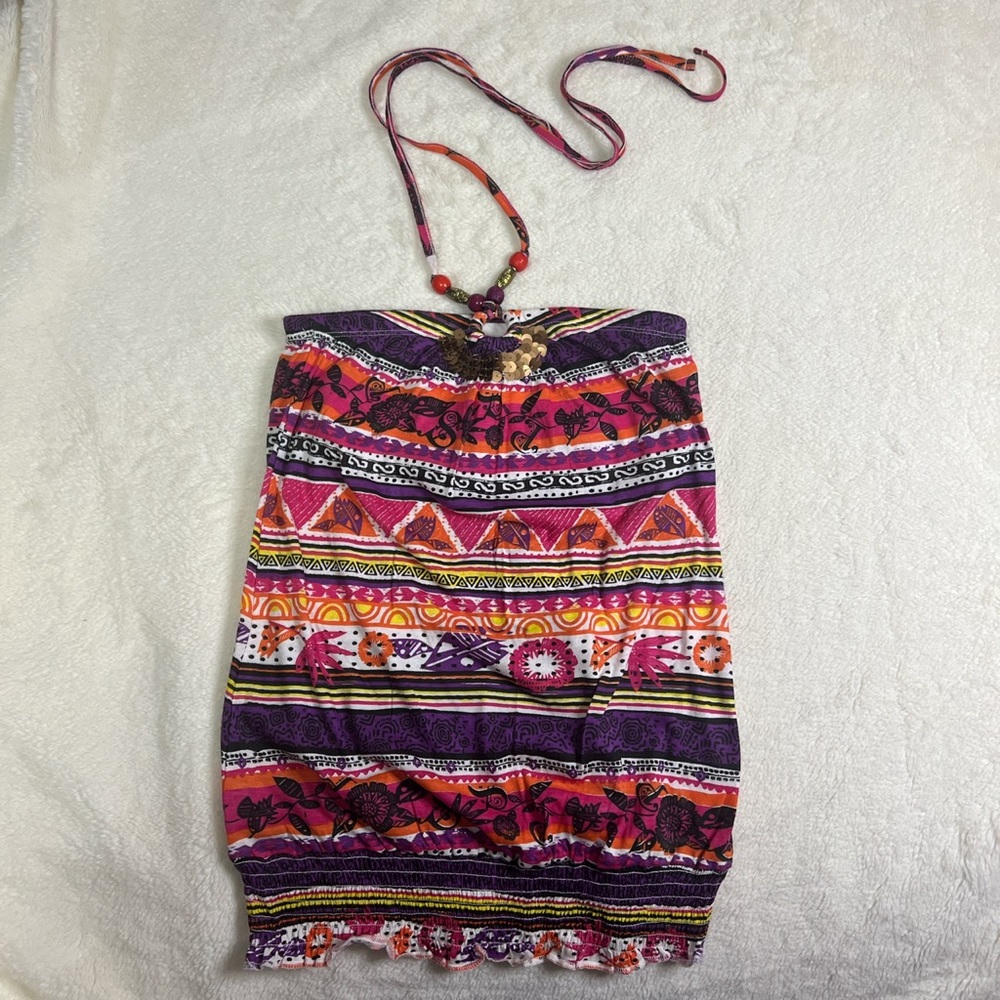 Y2K SouthPole Pattern Halter Neck Tube Top